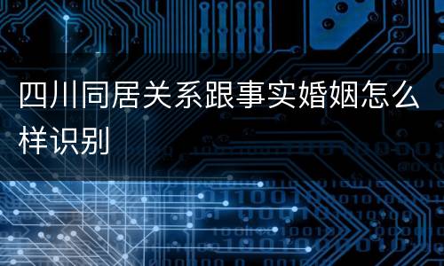 四川同居关系跟事实婚姻怎么样识别