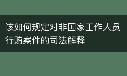 该如何规定对非国家工作人员行贿案件的司法解释