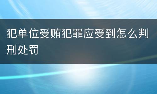 犯单位受贿犯罪应受到怎么判刑处罚