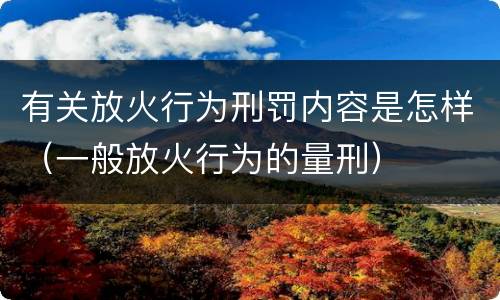 有关放火行为刑罚内容是怎样（一般放火行为的量刑）