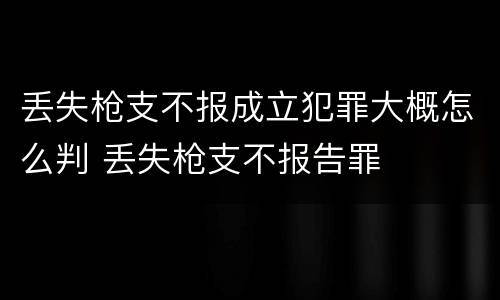 丢失枪支不报成立犯罪大概怎么判 丢失枪支不报告罪