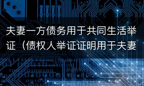 夫妻一方债务用于共同生活举证（债权人举证证明用于夫妻共同生活）