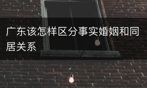 广东该怎样区分事实婚姻和同居关系