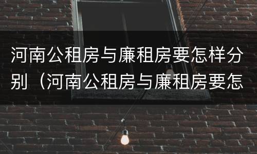 河南公租房与廉租房要怎样分别（河南公租房与廉租房要怎样分别认定）
