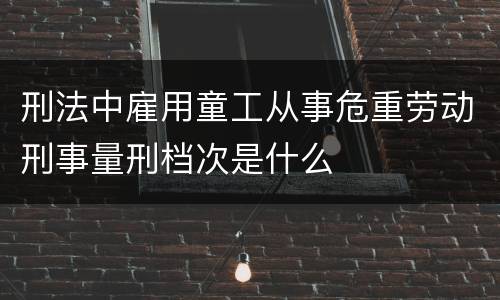 刑法中雇用童工从事危重劳动刑事量刑档次是什么