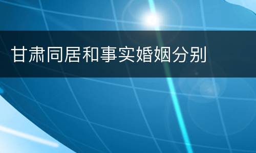 甘肃同居和事实婚姻分别