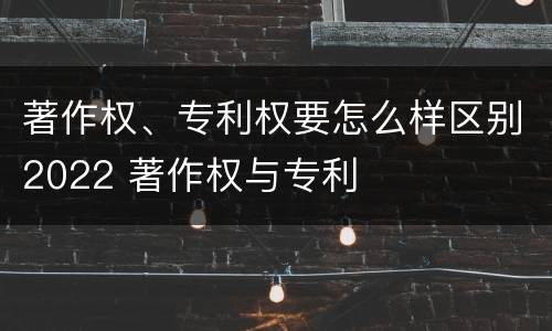 著作权、专利权要怎么样区别2022 著作权与专利