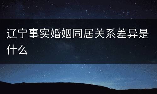 辽宁事实婚姻同居关系差异是什么