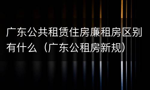 广东公共租赁住房廉租房区别有什么（广东公租房新规）