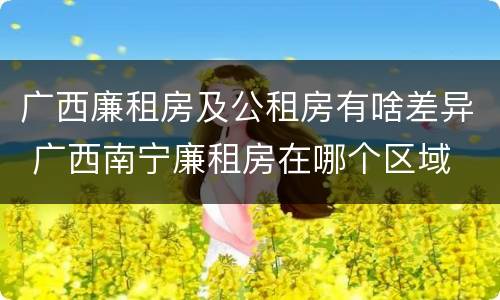 广西廉租房及公租房有啥差异 广西南宁廉租房在哪个区域