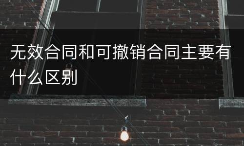 无效合同和可撤销合同主要有什么区别
