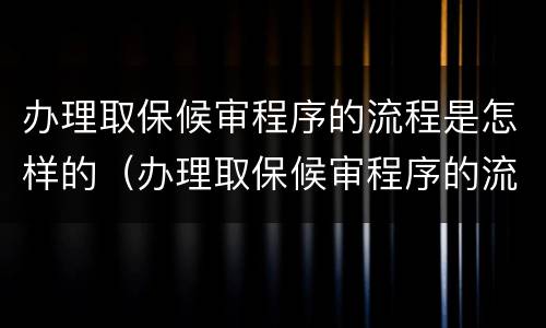 办理取保候审程序的流程是怎样的（办理取保候审程序的流程是怎样的呢）