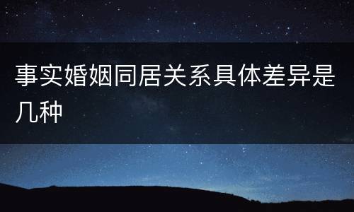 事实婚姻同居关系具体差异是几种