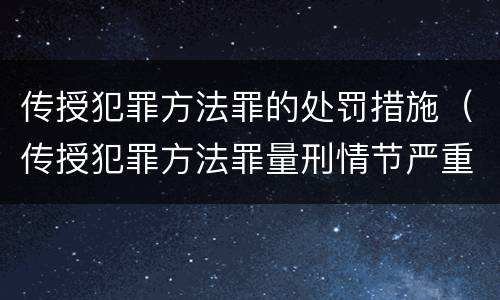 传授犯罪方法罪的处罚措施（传授犯罪方法罪量刑情节严重）