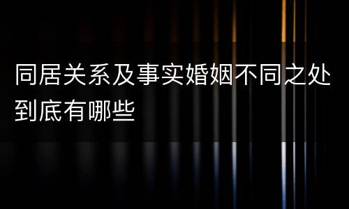 同居关系及事实婚姻不同之处到底有哪些