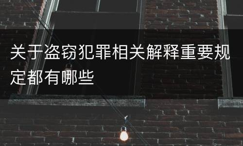 关于盗窃犯罪相关解释重要规定都有哪些