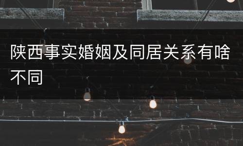 陕西事实婚姻及同居关系有啥不同