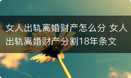 女人出轨离婚财产怎么分 女人出轨离婚财产分割18年条文