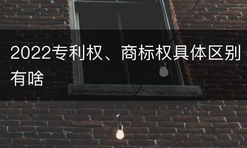 2022专利权、商标权具体区别有啥