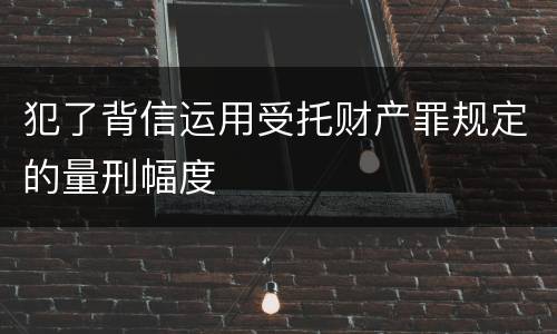 犯了背信运用受托财产罪规定的量刑幅度