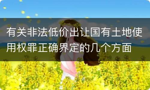 有关非法低价出让国有土地使用权罪正确界定的几个方面