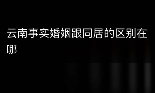 云南事实婚姻跟同居的区别在哪