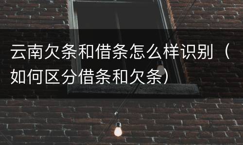 云南欠条和借条怎么样识别（如何区分借条和欠条）