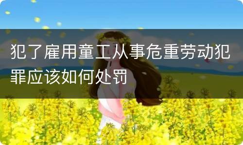 犯了雇用童工从事危重劳动犯罪应该如何处罚