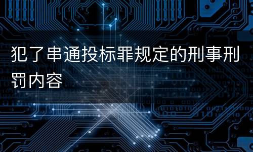 犯了串通投标罪规定的刑事刑罚内容