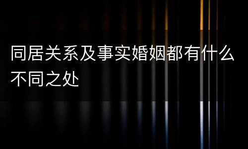 同居关系及事实婚姻都有什么不同之处