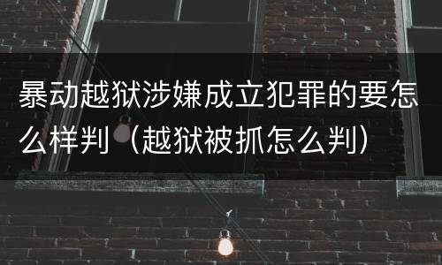 暴动越狱涉嫌成立犯罪的要怎么样判（越狱被抓怎么判）