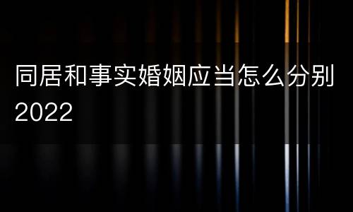 同居和事实婚姻应当怎么分别2022