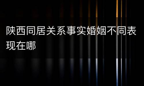 陕西同居关系事实婚姻不同表现在哪