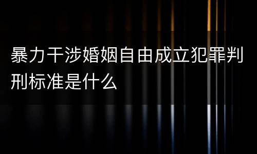 暴力干涉婚姻自由成立犯罪判刑标准是什么