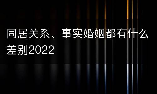同居关系、事实婚姻都有什么差别2022