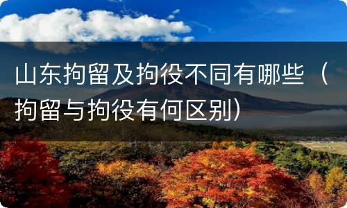 山东拘留及拘役不同有哪些（拘留与拘役有何区别）