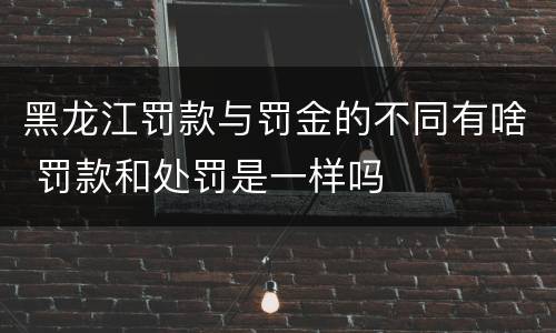 黑龙江罚款与罚金的不同有啥 罚款和处罚是一样吗