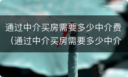 通过中介买房需要多少中介费（通过中介买房需要多少中介费用）