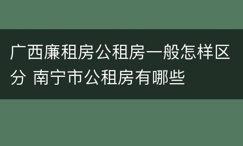 广西廉租房公租房一般怎样区分 南宁市公租房有哪些