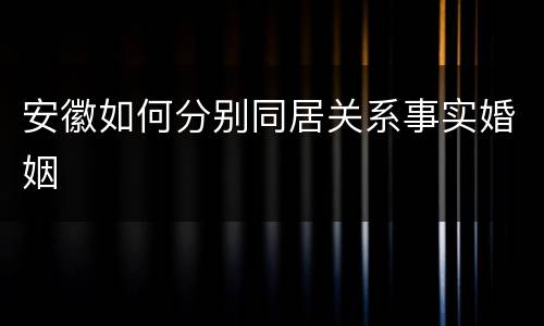 安徽如何分别同居关系事实婚姻