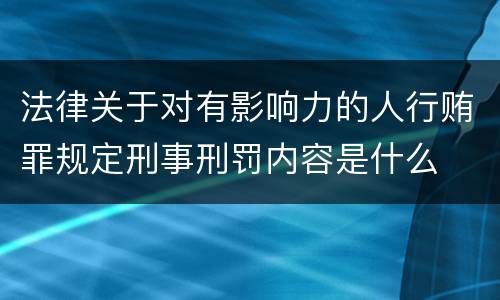 法律关于对有影响力的人行贿罪规定刑事刑罚内容是什么
