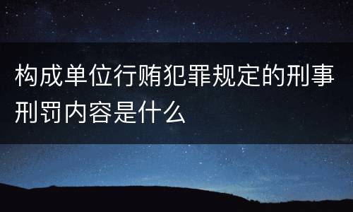 构成单位行贿犯罪规定的刑事刑罚内容是什么