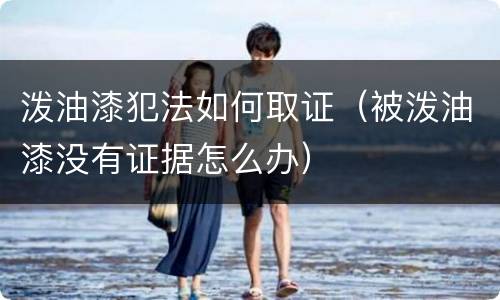 泼油漆犯法如何取证（被泼油漆没有证据怎么办）