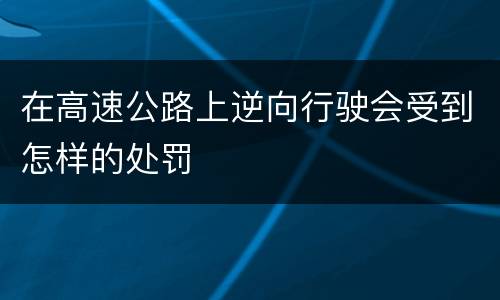 在高速公路上逆向行驶会受到怎样的处罚