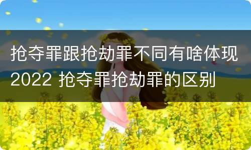 抢夺罪跟抢劫罪不同有啥体现2022 抢夺罪抢劫罪的区别