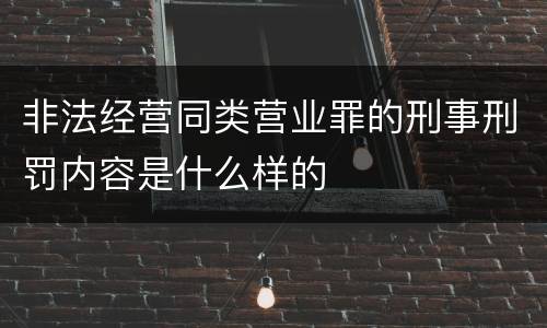 非法经营同类营业罪的刑事刑罚内容是什么样的