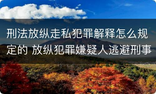 刑法放纵走私犯罪解释怎么规定的 放纵犯罪嫌疑人逃避刑事责任