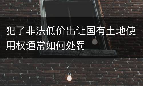 犯了非法低价出让国有土地使用权通常如何处罚