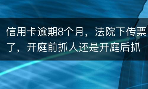 信用卡逾期8个月，法院下传票了，开庭前抓人还是开庭后抓人