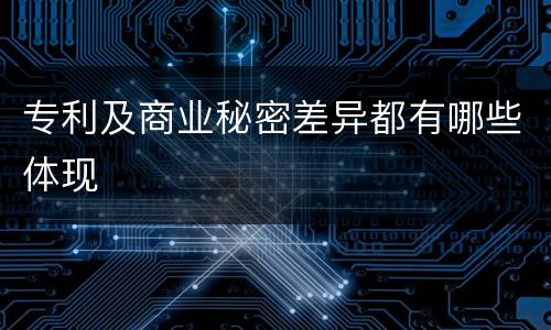 专利及商业秘密差异都有哪些体现